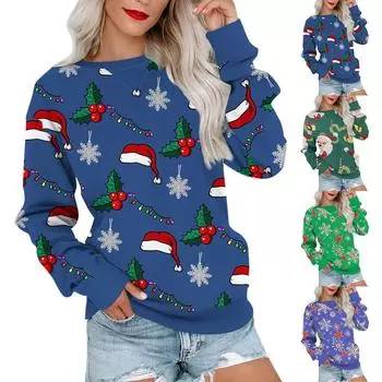 Женский повседневный пуловер с принтом, рубашка с длинным рукавом, толстовка большого размера XXL