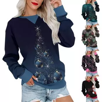 Женский повседневный пуловер с принтом, рубашка с длинным рукавом, толстовка большого размера XXL чёрный