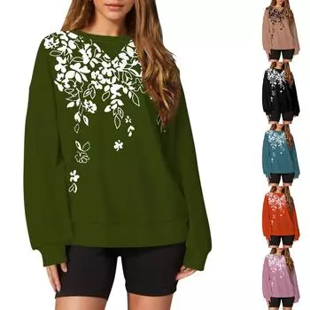 Женский повседневный пуловер с принтом, рубашка с длинным рукавом, толстовка большого размера S розовый