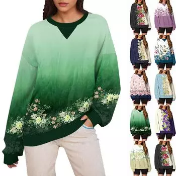 Женский повседневный пуловер с принтом, рубашка с длинным рукавом, толстовка большого размера XL