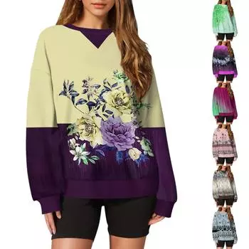 Женский повседневный пуловер с принтом, рубашка с длинным рукавом, толстовка большого размера S