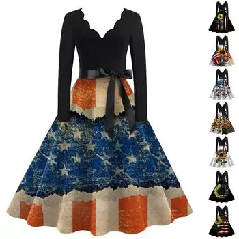 Женский повседневный пуловер с v-образным вырезом и принтом на День Святого Валентина, платье с длинными рукавами и высокой талией M белый