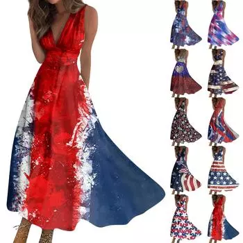 Женский повседневный пуловер с v-образным вырезом и принтом, без рукавов, обтягивающее талию, платье XXXL