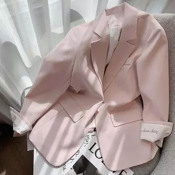 Женский повседневный розовый пиджак с вышивкой – модно и шикарно S розовый