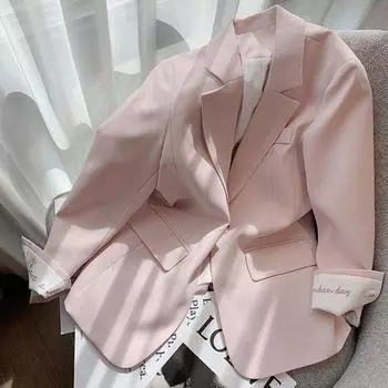 Женский повседневный розовый пиджак с вышивкой – модно и шикарно S розовый