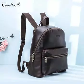 Женский повседневный рюкзак CONTACT s из натуральной кожи, сумка на плечо для девочек, женская школьная сумка для ноутбука 13,3 дюйма, дорожная женская сумка Mochilas