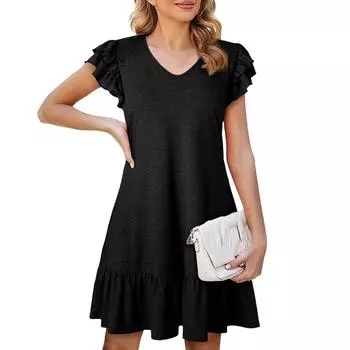 Женский повседневный сарафан длиной до колена, модное удобное платье M чёрный