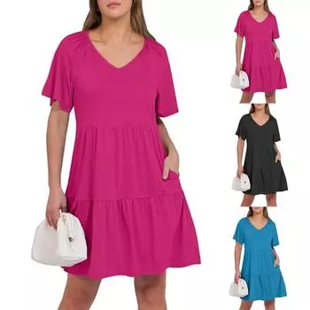 Женский повседневный сарафан длиной до колена, модное удобное платье M чёрный