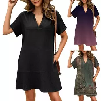 Женский повседневный сарафан длиной до колена, модное удобное платье M чёрный