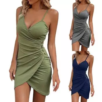 Женский повседневный сарафан длиной до колена, модное удобное платье M синий