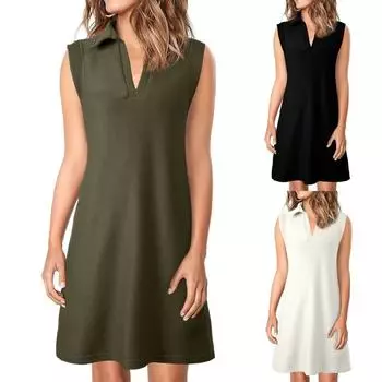 Женский повседневный сарафан длиной до колена, модное удобное платье M чёрный