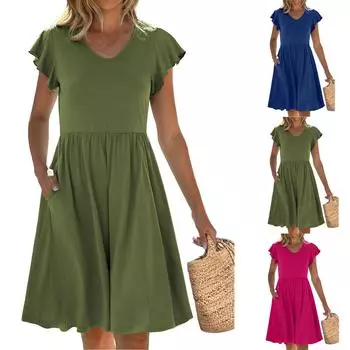 Женский повседневный сарафан длиной до колена, модное удобное платье M чёрный