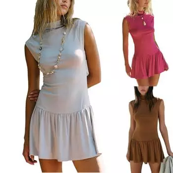 Женский повседневный сарафан длиной до колена, модное удобное платье M чёрный