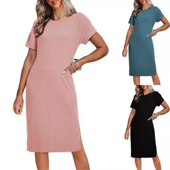 Женский повседневный сарафан длиной до колена, модное удобное платье S синий