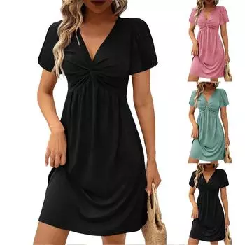 Женский повседневный сарафан длиной до колена, модное удобное платье M чёрный