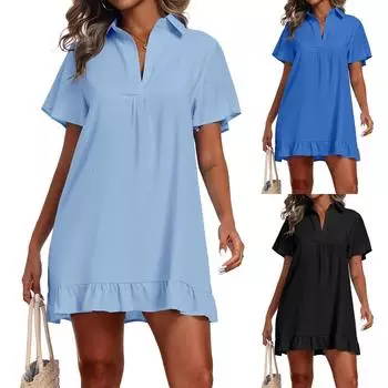 Женский повседневный сарафан длиной до колена, модное удобное платье M чёрный