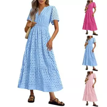 Женский повседневный сарафан длиной до колена, модное удобное платье M чёрный