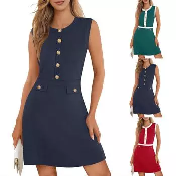 Женский повседневный сарафан длиной до колена, модное удобное платье M чёрный