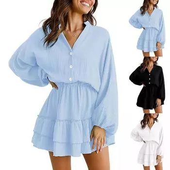 Женский повседневный сарафан длиной до колена, модное удобное платье M чёрный