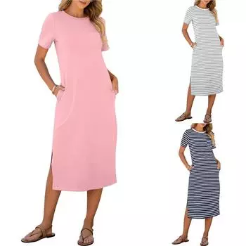 Женский повседневный сарафан длиной до колена, модное удобное платье M чёрный