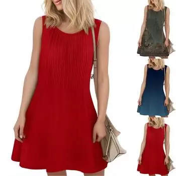 Женский повседневный сарафан длиной до колена, модное удобное платье M чёрный