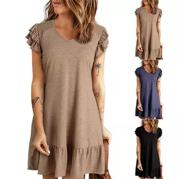 Женский повседневный сарафан длиной до колена, модное удобное платье M синий