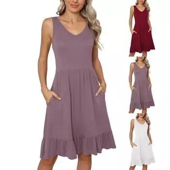 Женский повседневный сарафан длиной до колена, модное удобное платье S синий