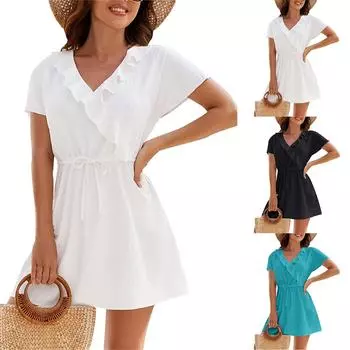 Женский повседневный сарафан длиной до колена, модное удобное платье S чёрный