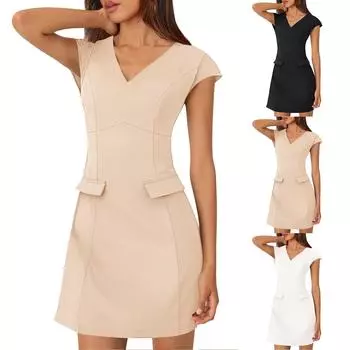 Женский повседневный сарафан длиной до колена, модное удобное платье M чёрный