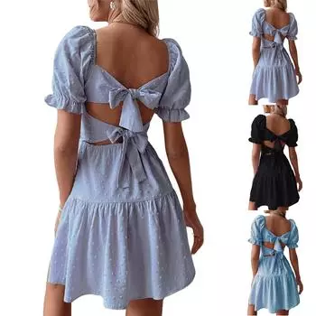 Женский повседневный сарафан длиной до колена, модное удобное платье S синий