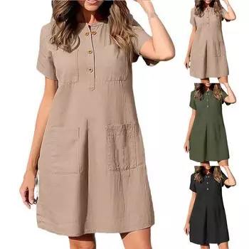 Женский повседневный сарафан длиной до колена, модное удобное платье M чёрный