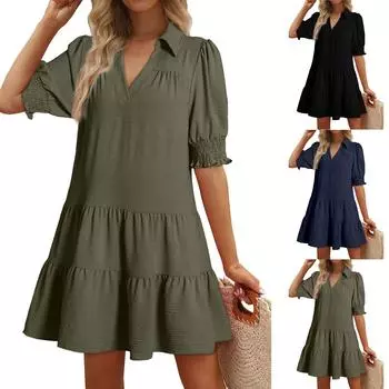 Женский повседневный сарафан длиной до колена, модное удобное платье M синий