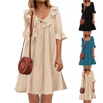 Женский повседневный сарафан длиной до колена, модное удобное платье M чёрный