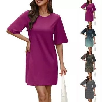 Женский повседневный сарафан длиной до колена, модное удобное платье M чёрный