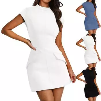 Женский повседневный сарафан длиной до колена, модное удобное платье M чёрный