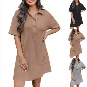 Женский повседневный сарафан длиной до колена, модное удобное платье M чёрный