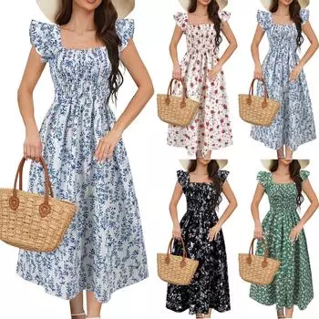 Женский повседневный сарафан, летнее пляжное платье в стиле бохо, праздничные платья для женщин, свободные платья-майки L чёрный