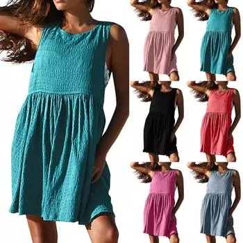 Женский повседневный сарафан, летний камзол, милое пляжное платье с цветочным принтом в стиле бохо, платья на бретелях с круглым вырезом, пляжное платье L чёрный