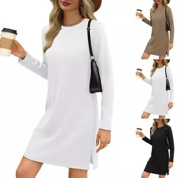 Женский повседневный сарафан с длинными рукавами M чёрный