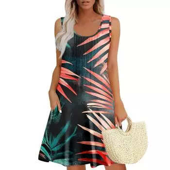 Женский повседневный сарафан с карманами, летнее пляжное платье в стиле бохо, праздничные платья для женщин, платья-майки M