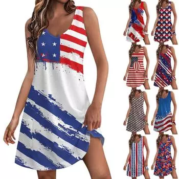 Женский повседневный сарафан с карманами, летнее пляжное платье в стиле бохо, блузки с принтом для женщин, футболки, платье с v-образным вырезом, свободные платья-майки L чёрный