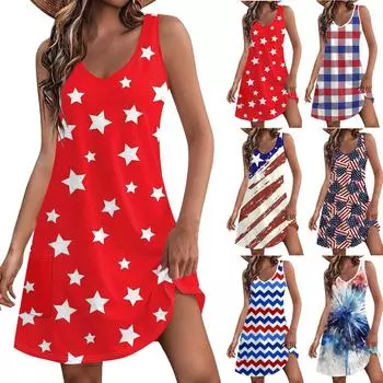 Женский повседневный сарафан с карманами, летнее пляжное платье в стиле бохо, блузки с цветочным принтом для женщин, футболки, платье с v-образным вырезом, свободные платья-майки M синий