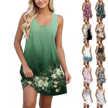 Женский повседневный сарафан с карманами, летнее пляжное платье в стиле бохо, цветочные блузки для женщин, футболки, платья с V-образным вырезом, свободные платья-майки в полоску L бежевый