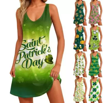 Женский повседневный сарафан с карманами, летнее пляжное платье в стиле бохо, блузки с цветочным принтом для женщин, футболки, платье с v-образным вырезом, свободные платья-майки L