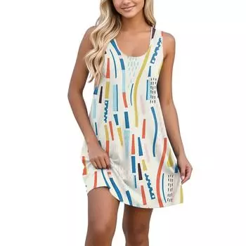 Женский повседневный сарафан с карманами, летнее пляжное платье в стиле бохо, праздничные платья для женщин, футболки, платья с U-образным вырезом, свободные платья-майки L армия зеленый