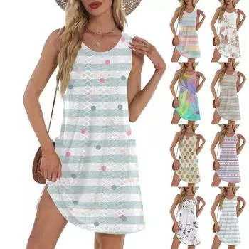 Женский повседневный сарафан с карманами, летнее пляжное платье в стиле бохо, футболки, платье с V-образным вырезом, свободные платья-майки L темно-фиолетового