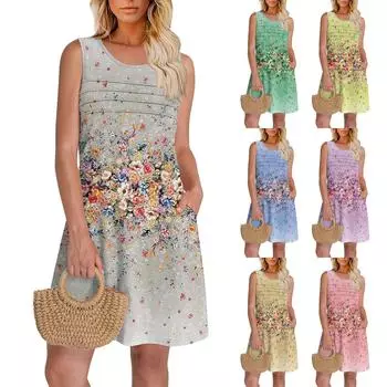 Женский повседневный сарафан с карманами, летнее пляжное платье в стиле бохо, праздничные платья для женщин, платья-майки L бежевый