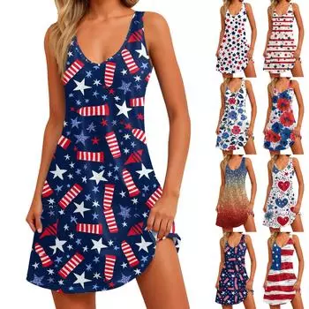 Женский повседневный сарафан с карманами, летнее пляжное платье в стиле бохо, блузки с цветочным принтом для женщин, футболки, платье с v-образным вырезом, свободные платья-майки XL