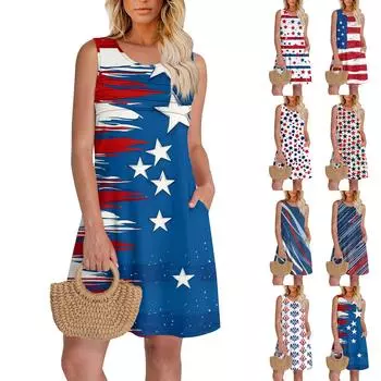 Женский повседневный сарафан с карманами, летнее пляжное платье в стиле бохо, праздничные платья для женщин, платья-майки S синий