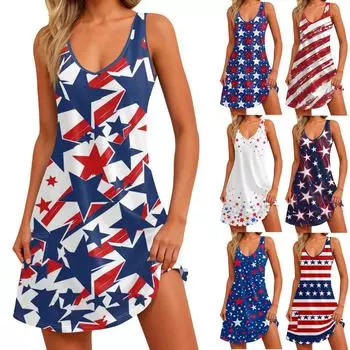 Женский повседневный сарафан с карманами, летнее пляжное платье в стиле бохо, блузки с цветочным принтом для женщин, футболки, платье с v-образным вырезом, свободные платья-майки XL тёмно-синий